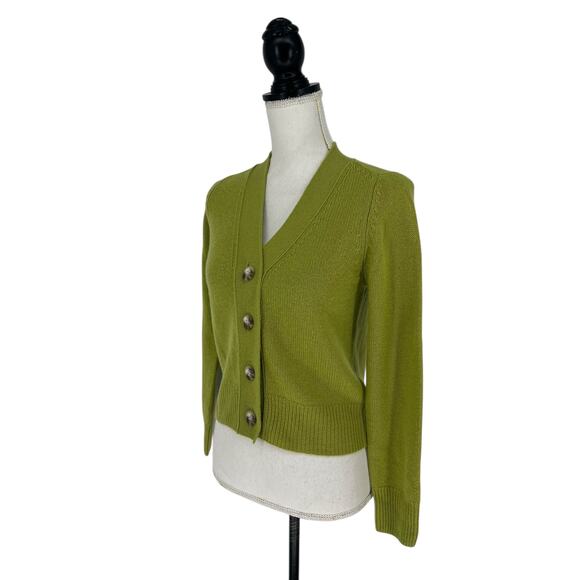 Jill Roberts 100% Cashmere Shrunken V-Neck Cardigan in Matcha - Picture 5 of 11